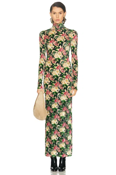 Rabanne Long Sleeve Turtleneck Maxi Dress In Multi