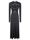 Rabanne Long-sleeved Black Maxi Dress With Eyelet Detailing In Multi