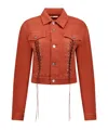 Rabanne Cotton Denim Jacket W/ Laces In Brown