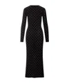 Rabanne Fitted Long Knit Dress With Round Neckline And Rhinestone Embellishments In Black
