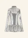 Rabanne Long Sleeved Dress In Gray