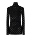 Rabanne Crystal-embellished Stretch-jersey Turtleneck Top In Black