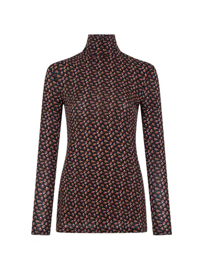 Rabanne Long Sleeved Top In Black Liberty Print Second Skin Jersey In Multi