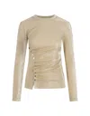 Rabanne Gold Metallic Asymmetric Draped T-shirt In Golden