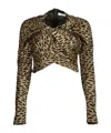 Rabanne Animal-print Long-sleeve Top In Brown