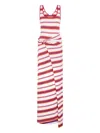Rabanne Long Striped Maxi Dress With Tie Detail In Red