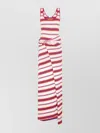 Rabanne Long Striped Maxi Dress With Tie Detail In Animal Print