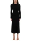 Rabanne Chain Collar Long-sleeve Wool-cashmere Midi Sweater Dress In Black