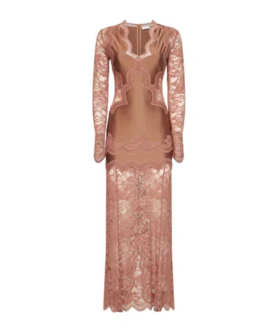 Rabanne Long-sleeved Dress In Brown