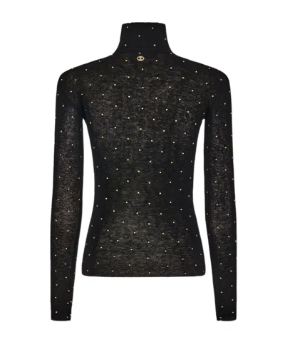Rabanne Long-sleeved Turtleneck Sweater In Black