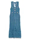 Rabanne Womens Turquoise Embellished Sleeveless Knitted Midi Dress In Blue