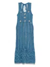 Rabanne Womens Turquoise Embellished Sleeveless Knitted Midi Dress In Blue