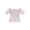 Rabanne Off-the-shoulder Lace Top With Floral Patterns In Pink