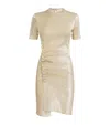 Rabanne Asymmetric Ruched Lamé Mini Dress In Gold