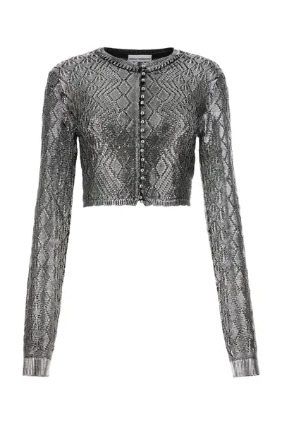 Rabanne Silver Stretch Acetate Blend Cardigan