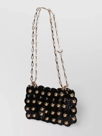 Rabanne Women's Black Studded Sparkle Discs Handbag In Black/gold
