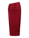 Rabanne Red Viscose Draped Maxi Skirt In Red