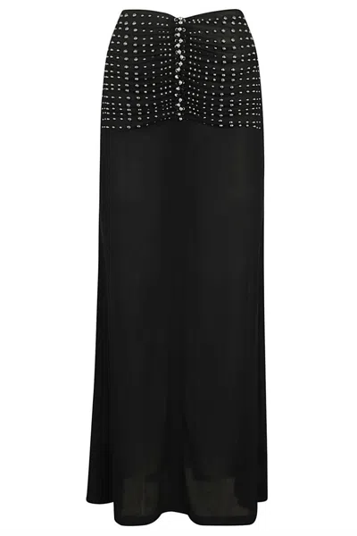 Rabanne Maxi Skirt With Front Drape In Black