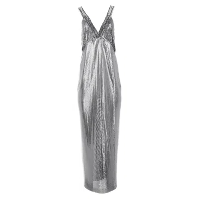 Rabanne Maxi Strap Dress In Metallic Mesh