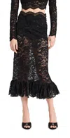 Rabanne Maxi Stretch Lace Skirt Black In Black