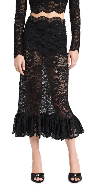 Rabanne Maxi Stretch Lace Skirt Black