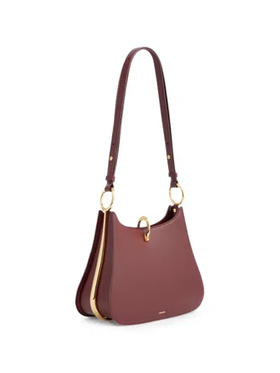 Rabanne Medium Ring Leather Shoulder Bag In Burgundy