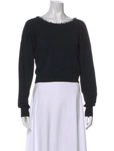 Pre-owned Rabanne Merino Wool Bateau Neckline Sweater In Black