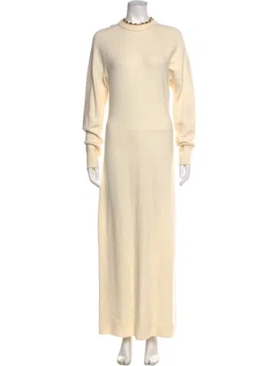 Pre-owned Rabanne Merino Wool Long Dress In Neutral