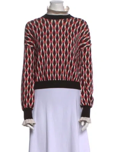 Pre-owned Rabanne Merino Wool Printed Sweater In Red