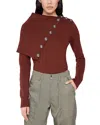 Rabanne Asymmetric Merino Wool Sweater In Brown