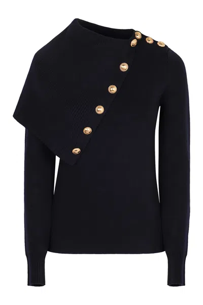 Rabanne Fine-knit Merino Wool Jumper In Black