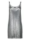 Rabanne Metallic Sleeveless Top With Spaghetti Straps And Chainmail In Tech Fabric Woman In Silver