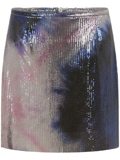 Rabanne Mesh Mini Skirt In Blue