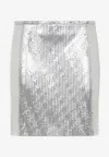 Rabanne Metallic Miniskirt With High Waist And Chainmail Detail In Tech Fabric Woman In Silver