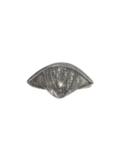 Rabanne Mesh Pochette Medium Evening Clutch Silver