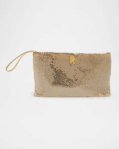 Rabanne Mesh Pochette Wristlet In Gold
