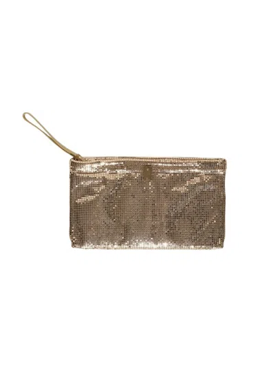 Rabanne Mesh Pouch Gold In Brown