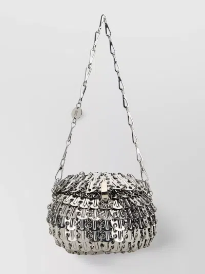 Rabanne Mesh Shoulder Bag With Metal Chain Strap In Silver