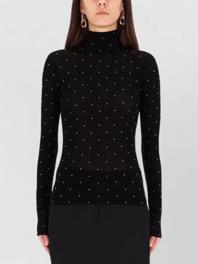Rabanne Mesh Top Second Skin Studs Turtleneck In Black