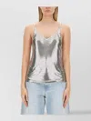 Rabanne Mesh Top With Metallic Sequin Embellishment