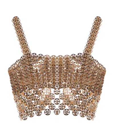 Rabanne Metal Medallions Cropped Top In Gold