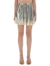 Rabanne Elastic Waistband Lace Trim Sequin Embellishment Skirt In Gold