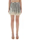 Rabanne Elastic Waistband Lace Trim Sequin Embellishment Skirt In Gold