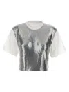 Rabanne Cropped Cotton-jersey And Chainmail T-shirt In Silver