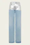 Rabanne Metallic Baggy Trouser Denim In Light Denim Blue