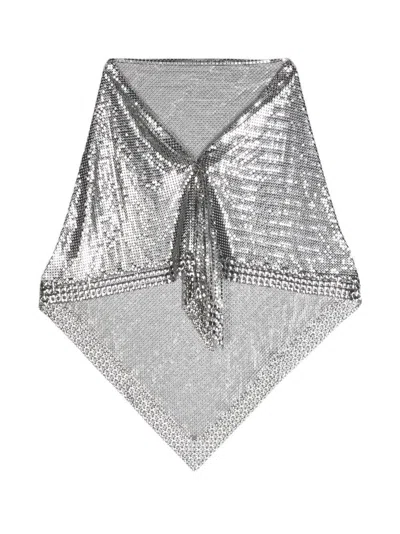 Rabanne Metallic Chain-mail Scarf In Silver