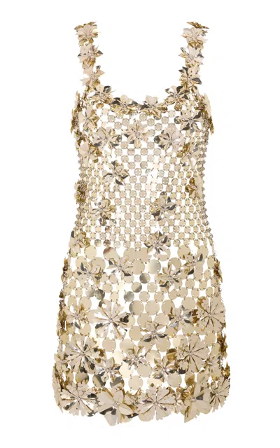 Rabanne Metallic Chainmail Mini Dress In Neutral