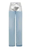 Rabanne Metallic Baggy Trouser Denim In Light Denim Blue In Light Wash