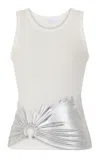 Rabanne Embellished Metallic Ribbed Stretch-cotton Jersey Tank In White