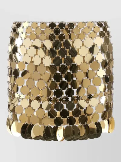 Rabanne Metallic Disc Chain Detailed Midi Skirt In Gold